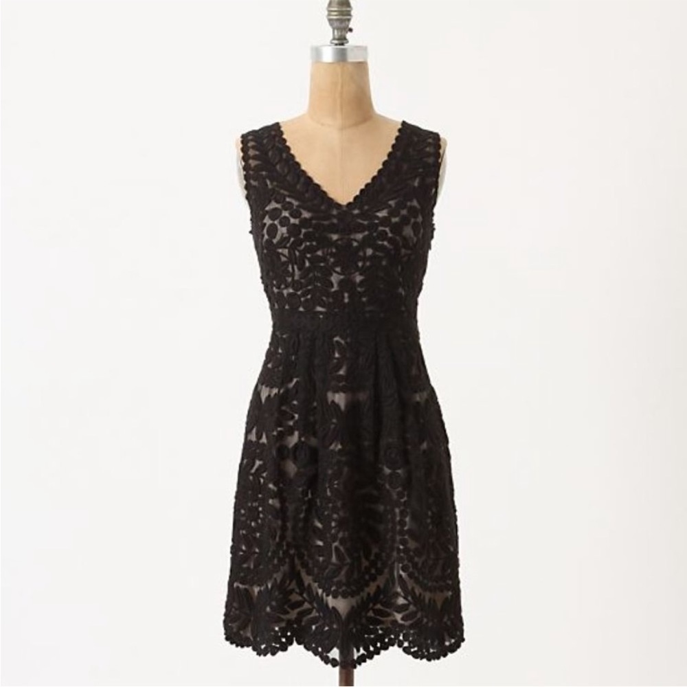 Anthropologie Baraschi Silk Embroidered Alder Lace Mesh Dress